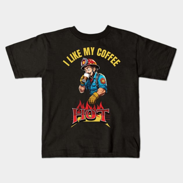 I like my coffee hot Kids T-Shirt by BishBashBosh